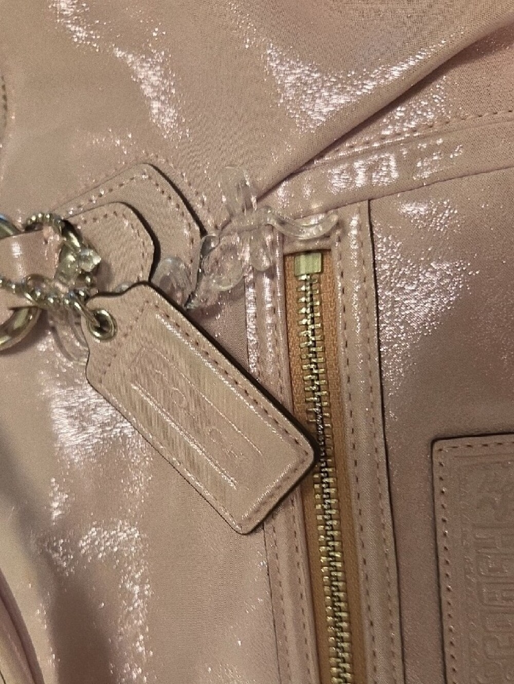 Coach Metallic Light Pink Leather Shoulder Bag - Picture 6 of 6